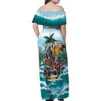 Personalized Aloha Hawaii Skeleton Family Matching Off Shoulder Maxi Dress and Hawaiian Shirt Tropical Summer Vibe LT01 - Polynesian Pride