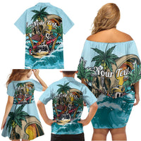 Personalized Aloha Hawaii Skeleton Family Matching Off Shoulder Short Dress and Hawaiian Shirt Tropical Summer Vibe LT01 - Polynesian Pride