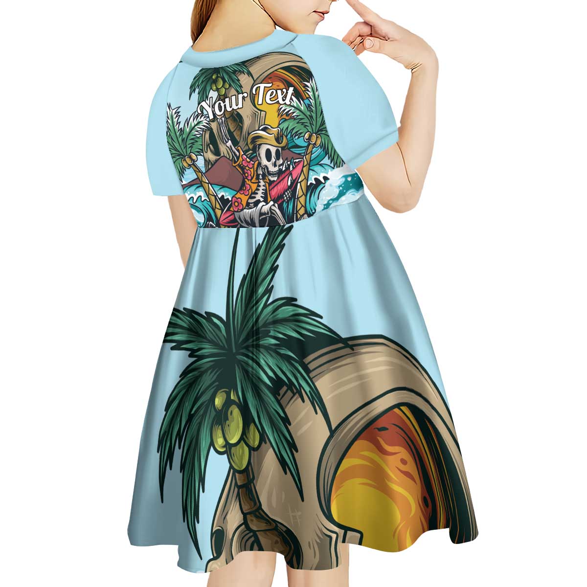 Personalized Aloha Hawaii Skeleton Kid Short Sleeve Dress Tropical Summer Vibe LT01 - Polynesian Pride