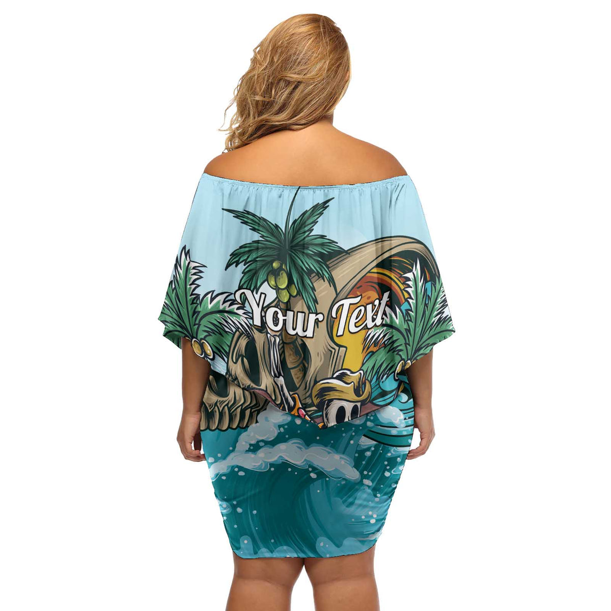 Personalized Aloha Hawaii Skeleton Off Shoulder Short Dress Tropical Summer Vibe LT01 - Polynesian Pride