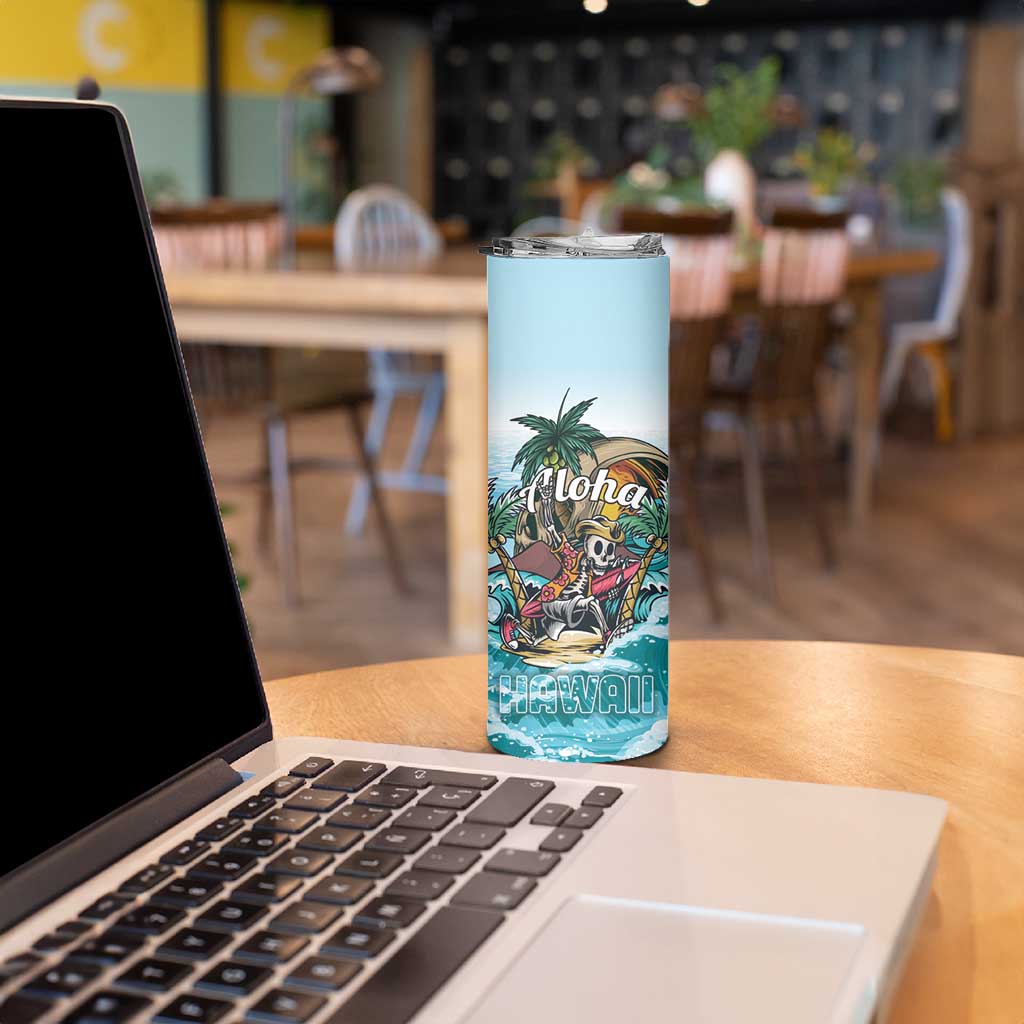 Personalized Aloha Hawaii Skeleton Skinny Tumbler Tropical Summer Vibe