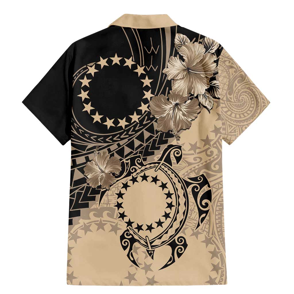 Cook Islands Turtle Family Matching Mermaid Dress and Hawaiian Shirt Stars and Hibiscus - Beige LT01 - Polynesian Pride