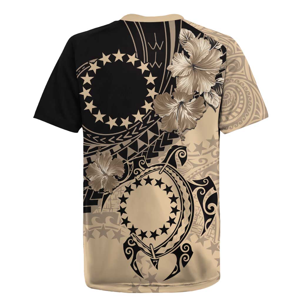 Cook Islands Turtle Rugby Jersey Stars and Hibiscus - Beige