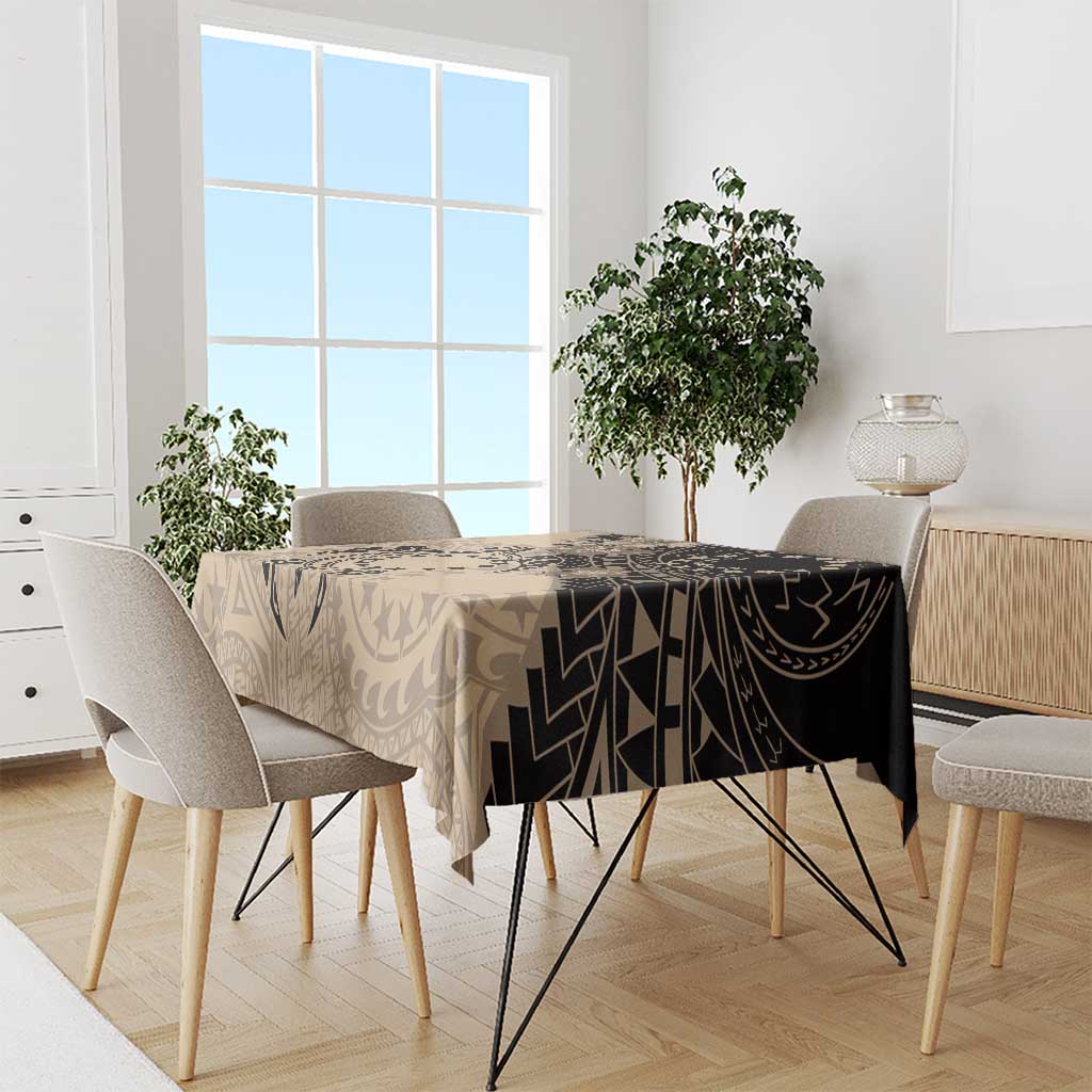 Cook Islands Turtle Tablecloth Stars and Hibiscus - Beige