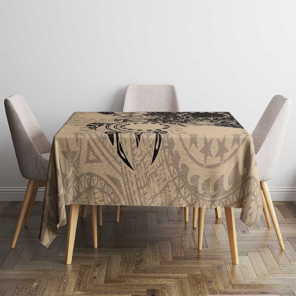 Cook Islands Turtle Tablecloth Stars and Hibiscus - Beige