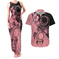Cook Islands Turtle Couples Matching Tank Maxi Dress and Hawaiian Shirt Stars and Hibiscus - Pink LT01 Pink - Polynesian Pride
