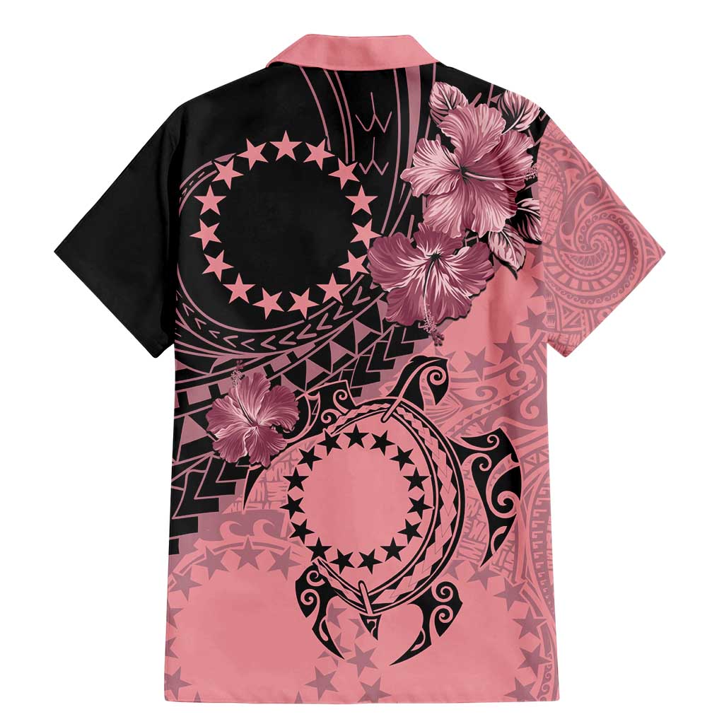 Cook Islands Turtle Family Matching Mermaid Dress and Hawaiian Shirt Stars and Hibiscus - Pink LT01 - Polynesian Pride