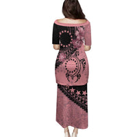 Cook Islands Turtle Family Matching Puletasi and Hawaiian Shirt Stars and Hibiscus - Pink LT01 - Polynesian Pride