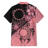 Cook Islands Turtle Family Matching Short Sleeve Bodycon Dress and Hawaiian Shirt Stars and Hibiscus - Pink LT01 - Polynesian Pride