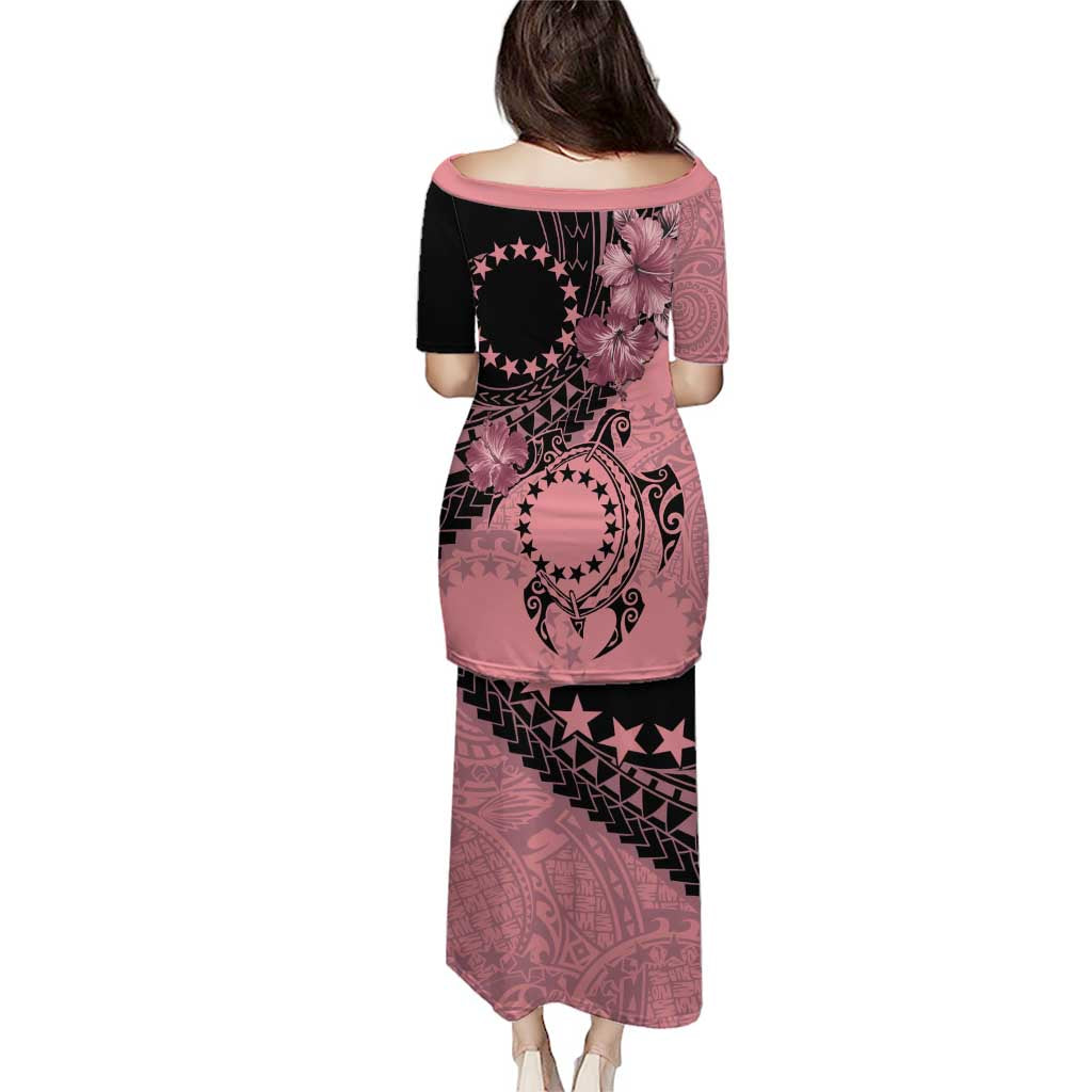 Cook Islands Turtle Puletasi Stars and Hibiscus - Pink LT01 - Polynesian Pride