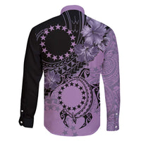 Cook Islands Turtle Family Matching Tank Maxi Dress and Hawaiian Shirt Stars and Hibiscus - Purple LT01 - Polynesian Pride