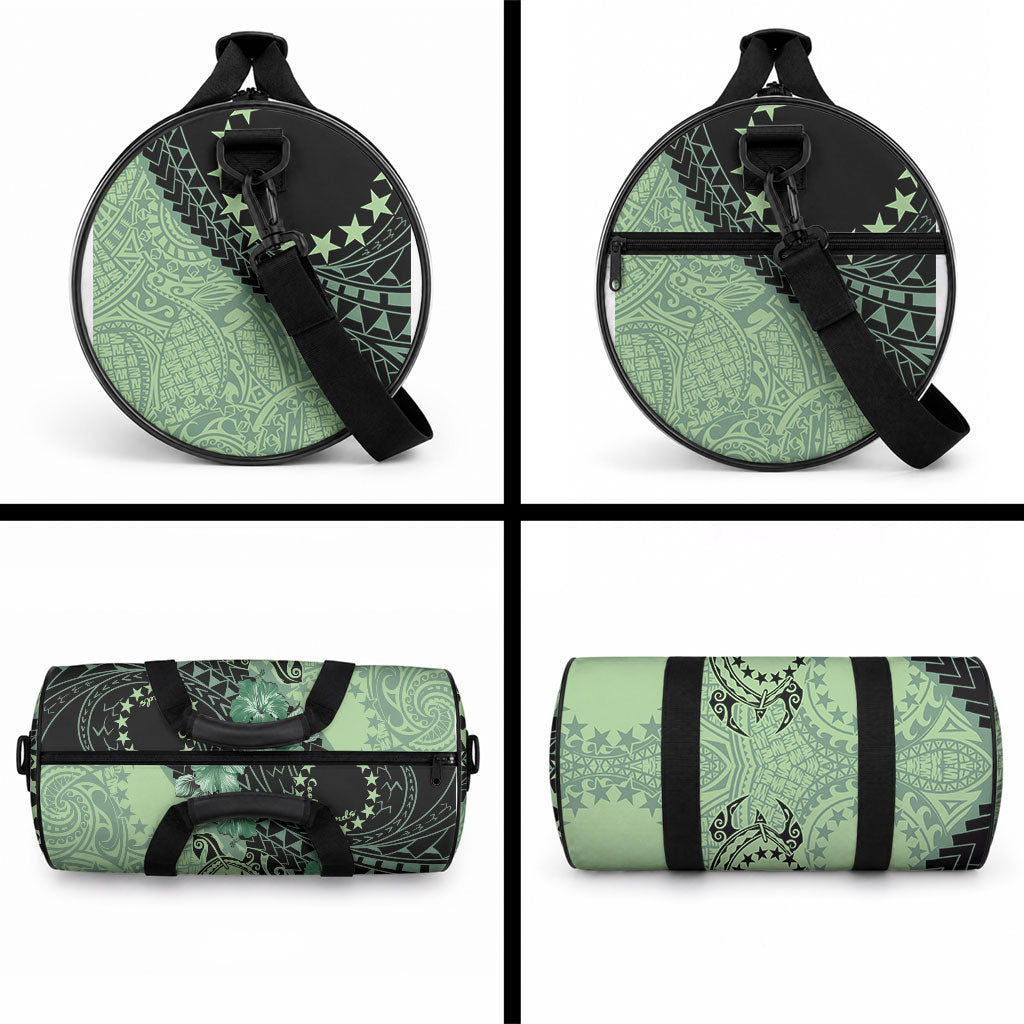 Cook Islands Turtle Duffle Bag Stars and Hibiscus - Green LT01 - Polynesian Pride