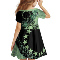 Cook Islands Turtle Family Matching Mermaid Dress and Hawaiian Shirt Stars and Hibiscus - Green LT01 - Polynesian Pride