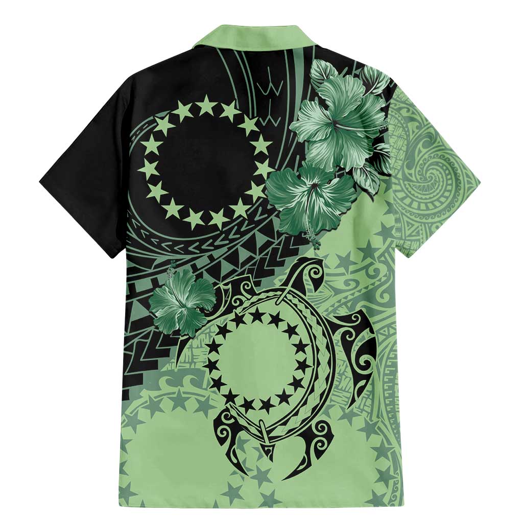 Cook Islands Turtle Family Matching Mermaid Dress and Hawaiian Shirt Stars and Hibiscus - Green LT01 - Polynesian Pride