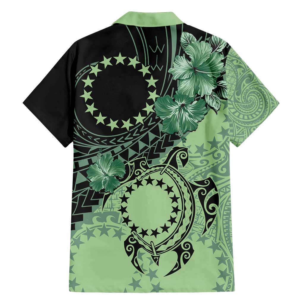 Cook Islands Turtle Family Matching Summer Maxi Dress and Hawaiian Shirt Stars and Hibiscus - Green LT01 - Polynesian Pride