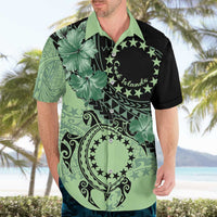 Cook Islands Turtle Hawaiian Shirt Stars and Hibiscus - Green
