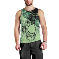 Cook Islands Turtle Men Tank Top Stars and Hibiscus - Green LT01 - Polynesian Pride
