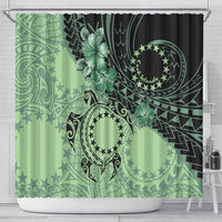 Cook Islands Turtle Shower Curtain Stars and Hibiscus - Green LT01 - Polynesian Pride