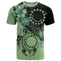 Cook Islands Turtle T Shirt Stars and Hibiscus - Green LT01 Green - Polynesian Pride