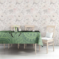 Cook Islands Turtle Tablecloth Stars and Hibiscus - Green