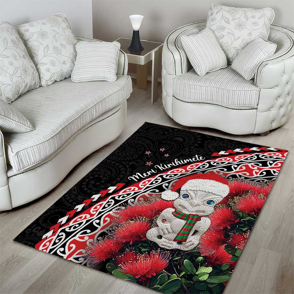 New Zealand Christmas Meri Kirihimete Area Rug Santa Hei Tiki Pohutukawa LT01 - Polynesian Pride