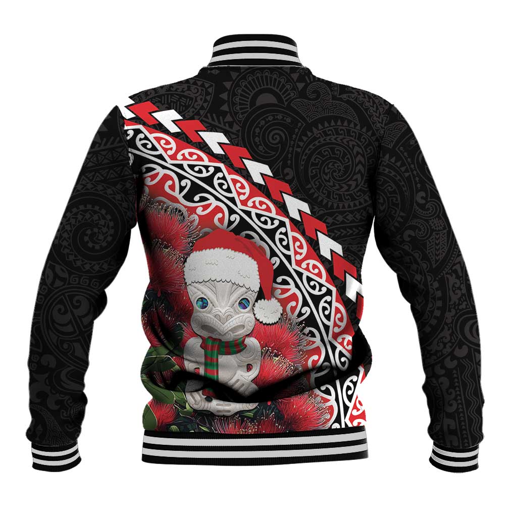 New Zealand Christmas Meri Kirihimete Baseball Jacket Santa Hei Tiki Pohutukawa LT01 - Polynesian Pride