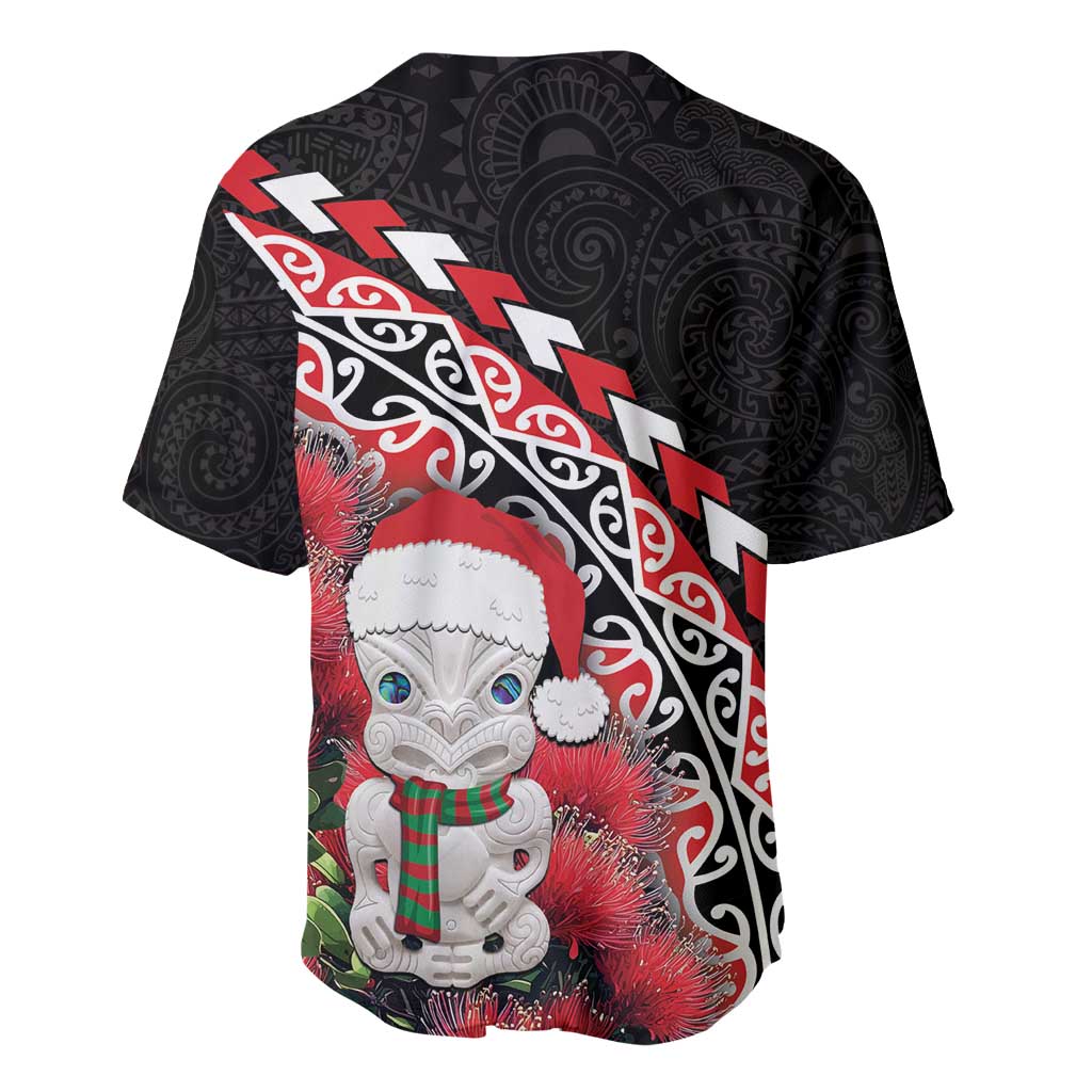 New Zealand Christmas Meri Kirihimete Baseball Jersey Santa Hei Tiki Pohutukawa LT01 - Polynesian Pride