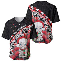 New Zealand Christmas Meri Kirihimete Baseball Jersey Santa Hei Tiki Pohutukawa LT01 - Polynesian Pride