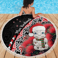 New Zealand Christmas Meri Kirihimete Beach Blanket Santa Hei Tiki Pohutukawa LT01 - Polynesian Pride