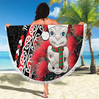 New Zealand Christmas Meri Kirihimete Beach Blanket Santa Hei Tiki Pohutukawa LT01 - Polynesian Pride