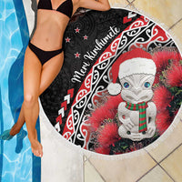 New Zealand Christmas Meri Kirihimete Beach Blanket Santa Hei Tiki Pohutukawa LT01 - Polynesian Pride