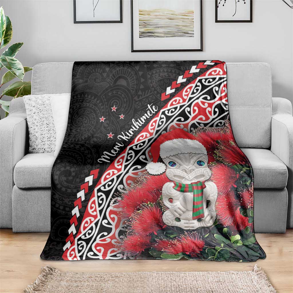 New Zealand Christmas Meri Kirihimete Blanket Santa Hei Tiki Pohutukawa LT01 - Polynesian Pride