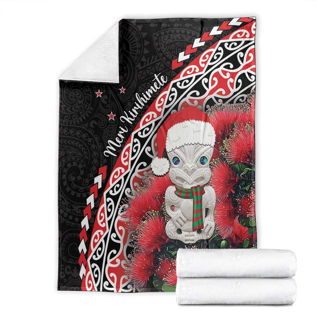 New Zealand Christmas Meri Kirihimete Blanket Santa Hei Tiki Pohutukawa LT01 - Polynesian Pride