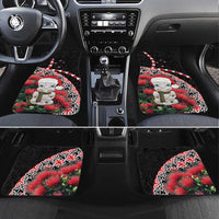 New Zealand Christmas Meri Kirihimete Car Mats Santa Hei Tiki Pohutukawa LT01 Set 4pcs Black - Polynesian Pride