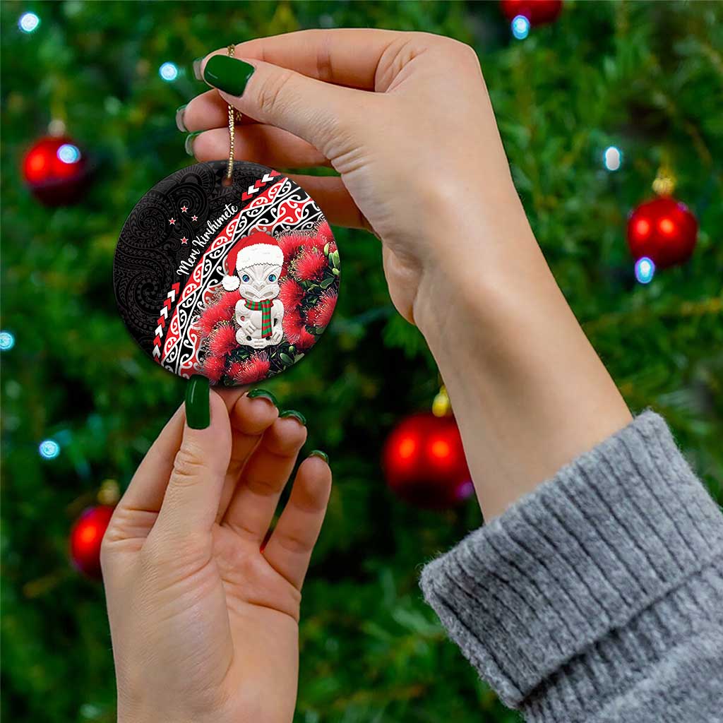 New Zealand Christmas Meri Kirihimete Ceramic Ornament Santa Hei Tiki Pohutukawa LT01 - Polynesian Pride
