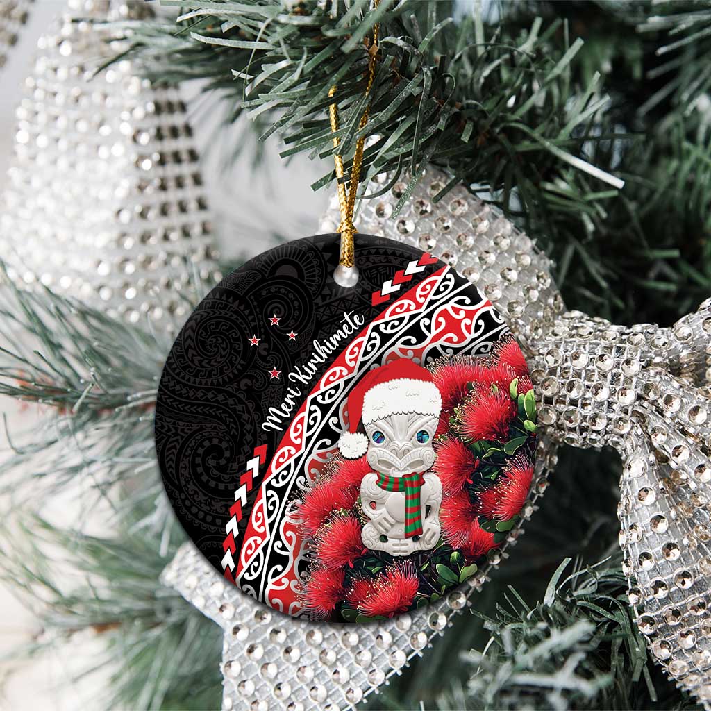 New Zealand Christmas Meri Kirihimete Ceramic Ornament Santa Hei Tiki Pohutukawa LT01 - Polynesian Pride