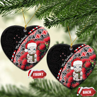 New Zealand Christmas Meri Kirihimete Ceramic Ornament Santa Hei Tiki Pohutukawa LT01 Heart Black - Polynesian Pride