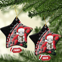 New Zealand Christmas Meri Kirihimete Ceramic Ornament Santa Hei Tiki Pohutukawa LT01 Star Black - Polynesian Pride