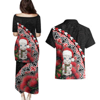 New Zealand Christmas Meri Kirihimete Couples Matching Puletasi and Hawaiian Shirt Santa Hei Tiki Pohutukawa LT01 - Polynesian Pride