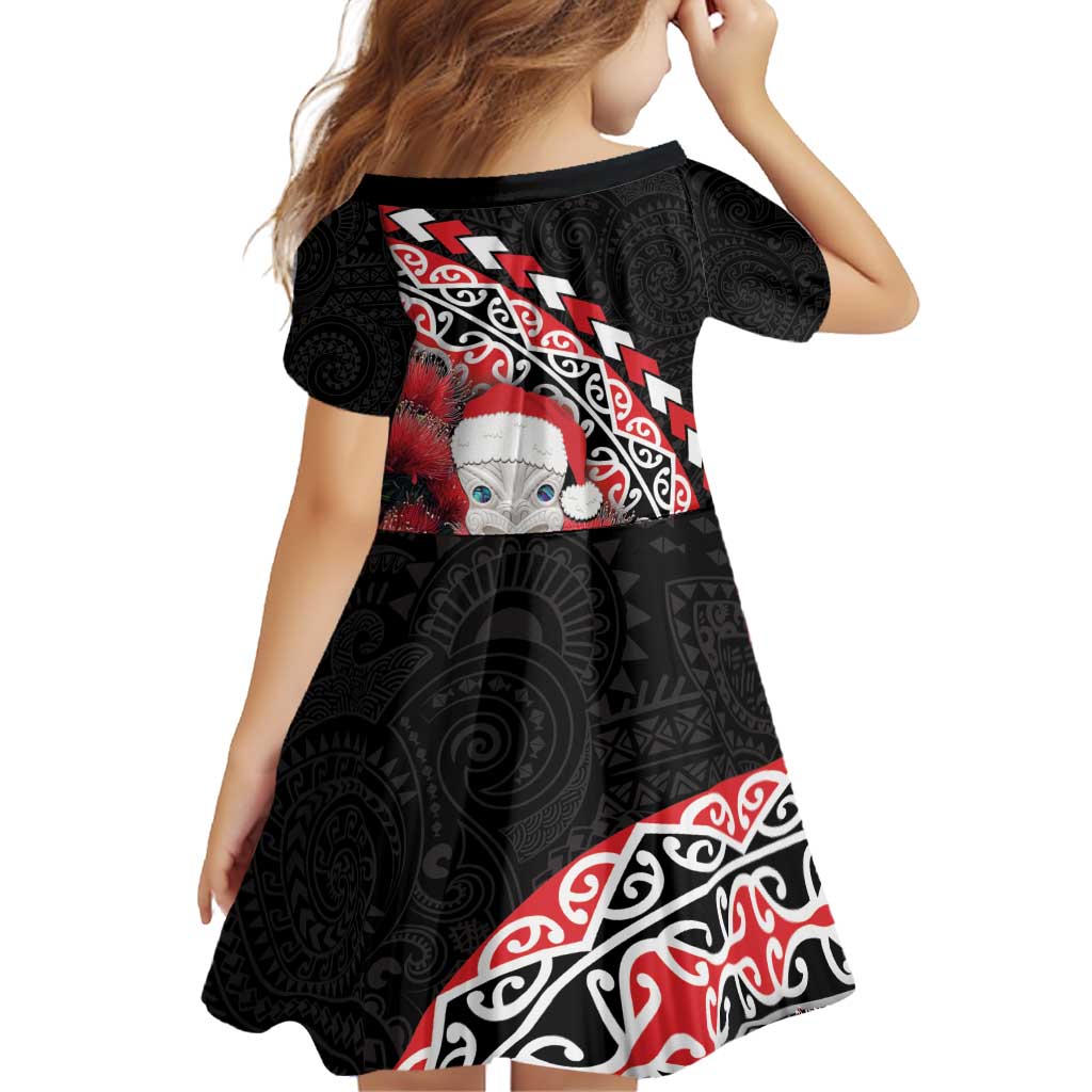 New Zealand Christmas Meri Kirihimete Family Matching Off Shoulder Short Dress and Hawaiian Shirt Santa Hei Tiki Pohutukawa LT01 - Polynesian Pride