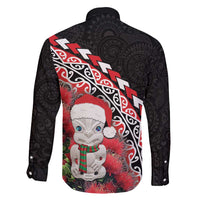 New Zealand Christmas Meri Kirihimete Family Matching Off Shoulder Short Dress and Hawaiian Shirt Santa Hei Tiki Pohutukawa LT01 - Polynesian Pride