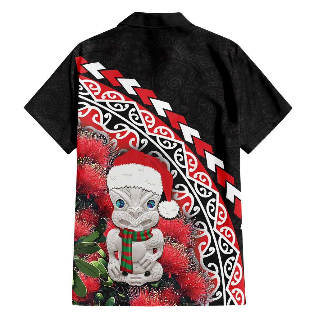 New Zealand Christmas Meri Kirihimete Family Matching Tank Maxi Dress and Hawaiian Shirt Santa Hei Tiki Pohutukawa LT01 - Polynesian Pride