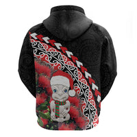 New Zealand Christmas Meri Kirihimete Hoodie Santa Hei Tiki Pohutukawa LT01 - Polynesian Pride