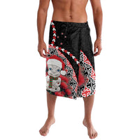 New Zealand Christmas Meri Kirihimete Lavalava Santa Hei Tiki Pohutukawa LT01 Black - Polynesian Pride
