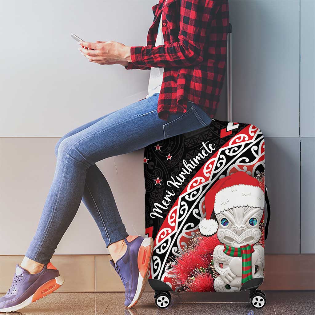 New Zealand Christmas Meri Kirihimete Luggage Cover Santa Hei Tiki Pohutukawa LT01 - Polynesian Pride