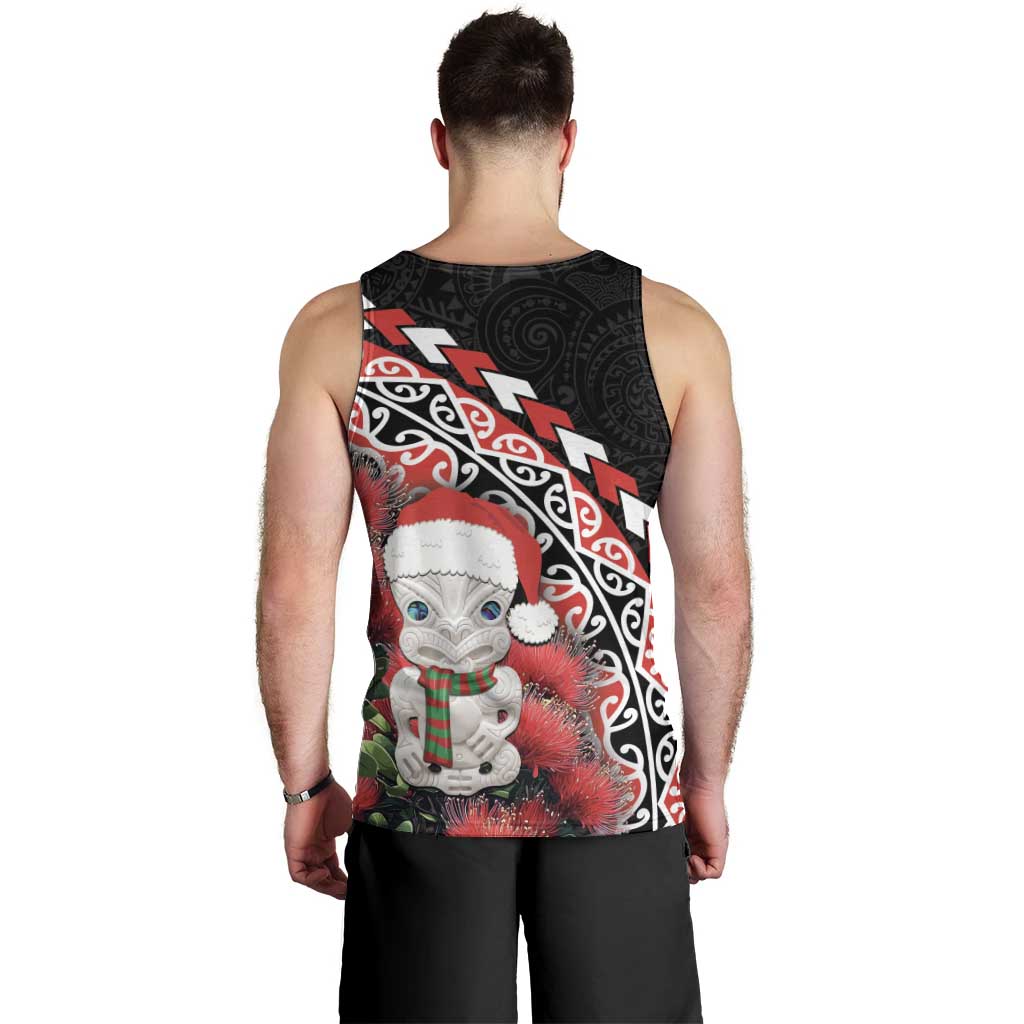 New Zealand Christmas Meri Kirihimete Men Tank Top Santa Hei Tiki Pohutukawa LT01 - Polynesian Pride