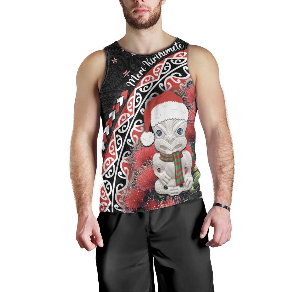 New Zealand Christmas Meri Kirihimete Men Tank Top Santa Hei Tiki Pohutukawa LT01 - Polynesian Pride