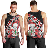 New Zealand Christmas Meri Kirihimete Men Tank Top Santa Hei Tiki Pohutukawa LT01 - Polynesian Pride