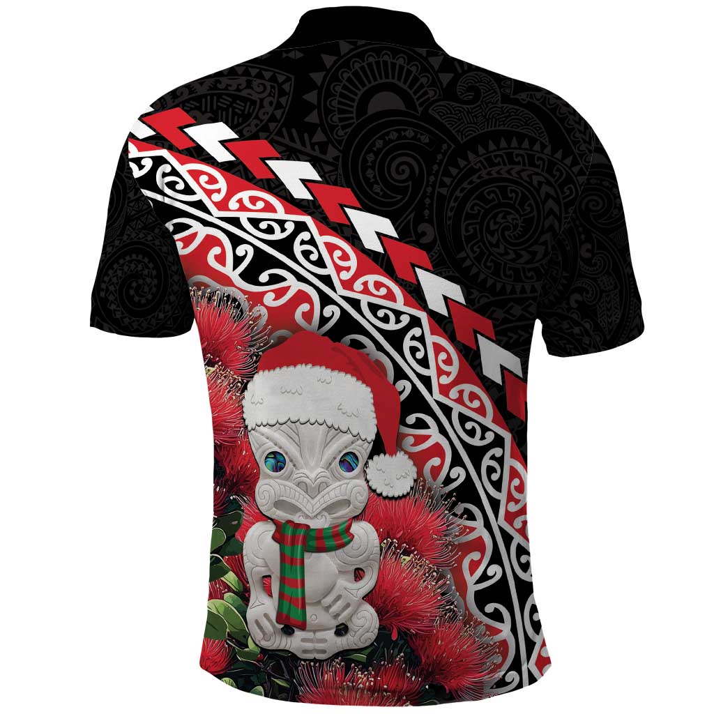 New Zealand Christmas Meri Kirihimete Polo Shirt Santa Hei Tiki Pohutukawa LT01 - Polynesian Pride