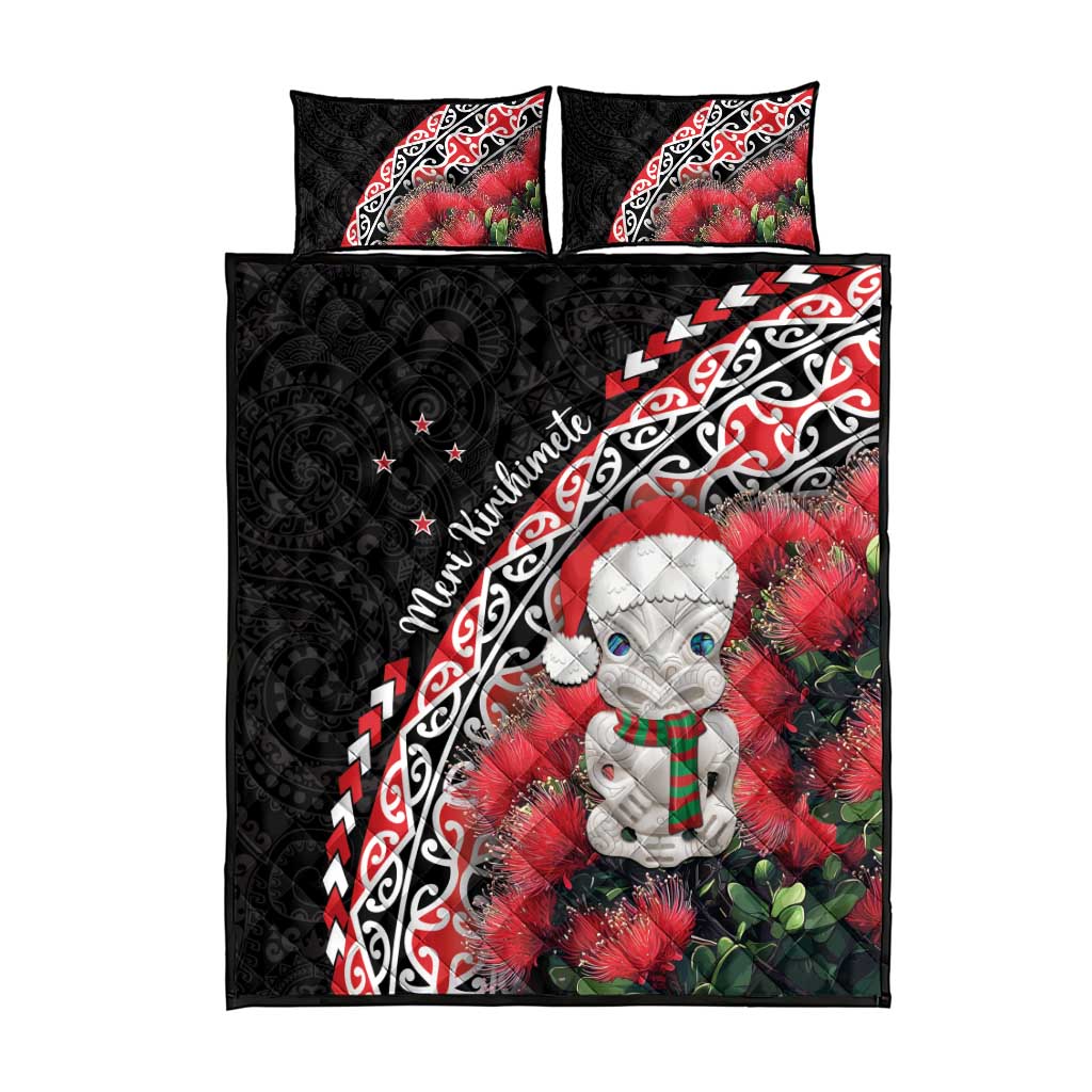 New Zealand Christmas Meri Kirihimete Quilt Bed Set Santa Hei Tiki Pohutukawa LT01 - Polynesian Pride